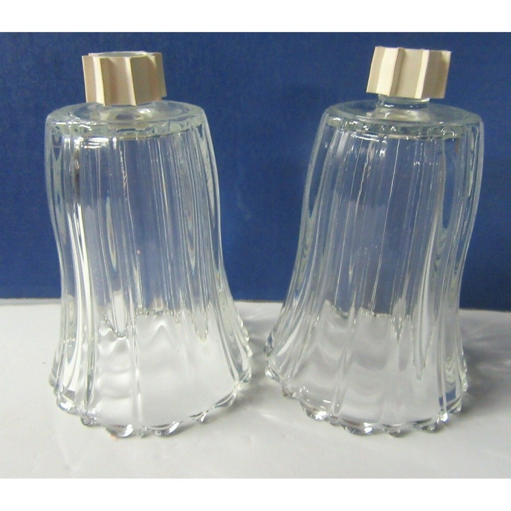 Vintage Votive Cups Peg Candle Ribbed Glass Pattern Homco W/Grippers Set of 2